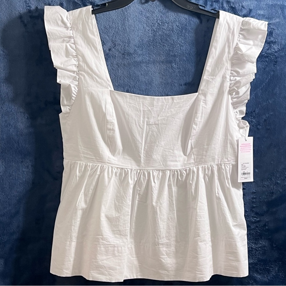 Lilly Pulitzer Tiana Babydoll Cotton Top Resort White Size 8